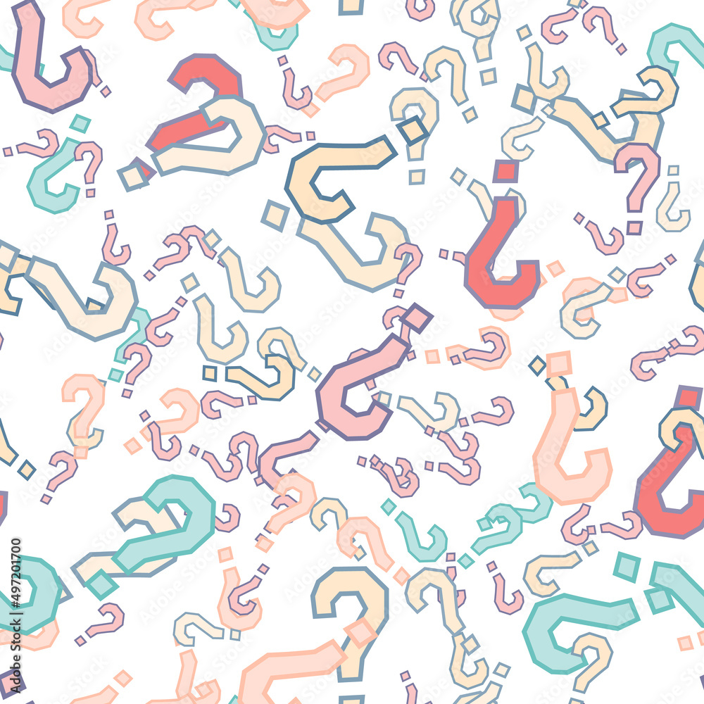 Quiz seamless pattern. Question marks, doubt, faq Quiz seamless pattern. Question marks, doubt, faq