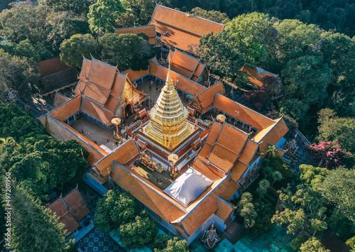  Aerial view of Wat Phra That Doi Suthep temple in Chiang Mai, Thailand photo