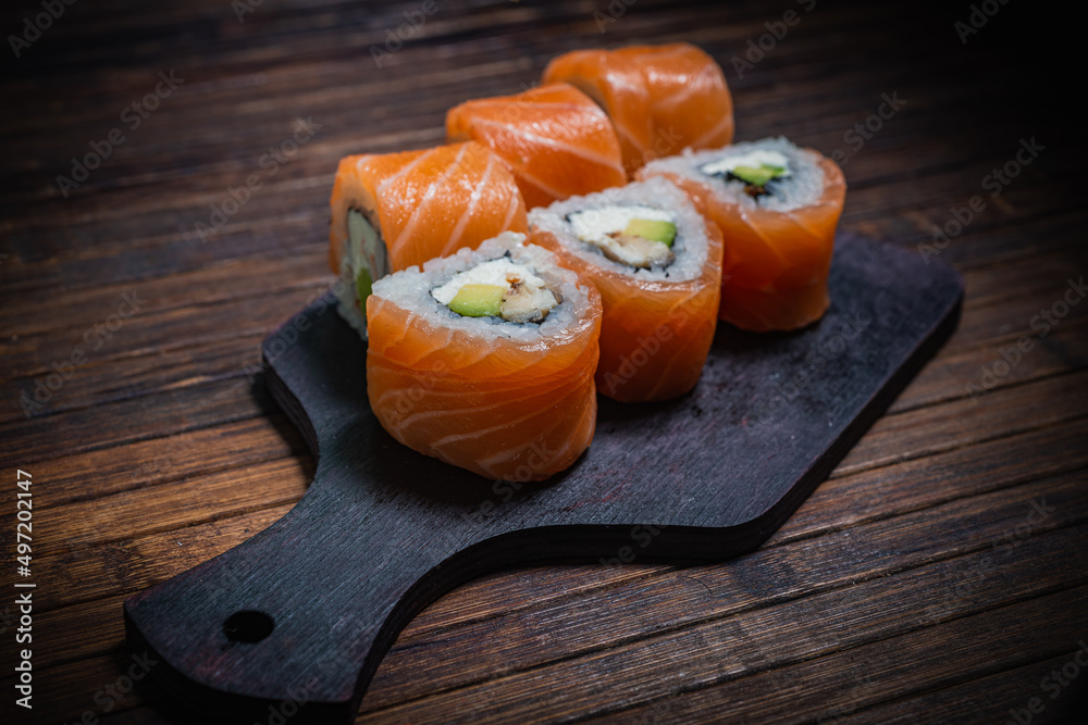 Sushi- delicious menu Fastfood- restaurant concept Sushi- delicious menu Fastfood- restaurant concept