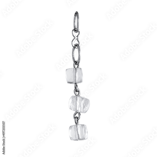 Jewelry pendant with transparent semi-precious stones and minerals isolated on white