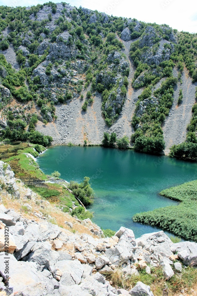 blue lake in the Krupa river, Croatia