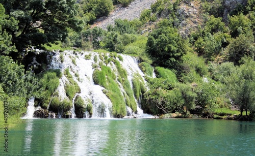 a waterfall in the lake of the Krupa river  Croatia