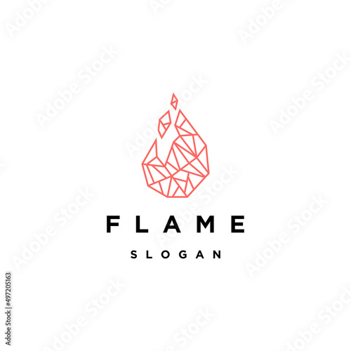 Geometric fire flame logo icon design template
