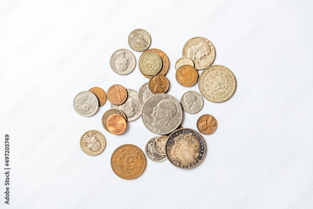 北米とメキシコの古い硬貨