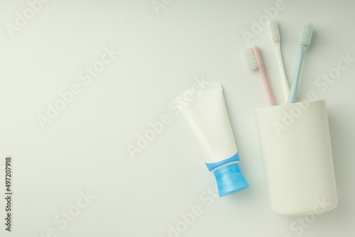 Concept of tooth or oral care, space for text