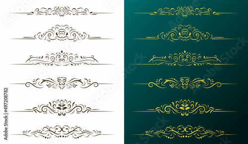 Calligraphic design elements, page dividers with thai ornament, vintage divider ornament page, classic floral border set, ornate vector illustration.