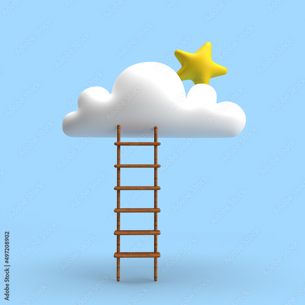 way to your draem Cloud 3d render minimal style way to your draem Cloud 3d render minimal style