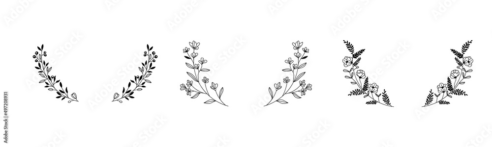 Set of summer floral wreaths isolated on white background for greeting card or wedding invitation. EPS 10 vector. Set of summer floral wreaths isolated on white background for greeting card or wedding invitation. EPS 10 vector.