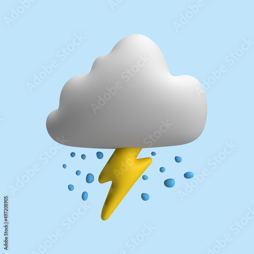 Thunder minimal icon concept 3d rendering