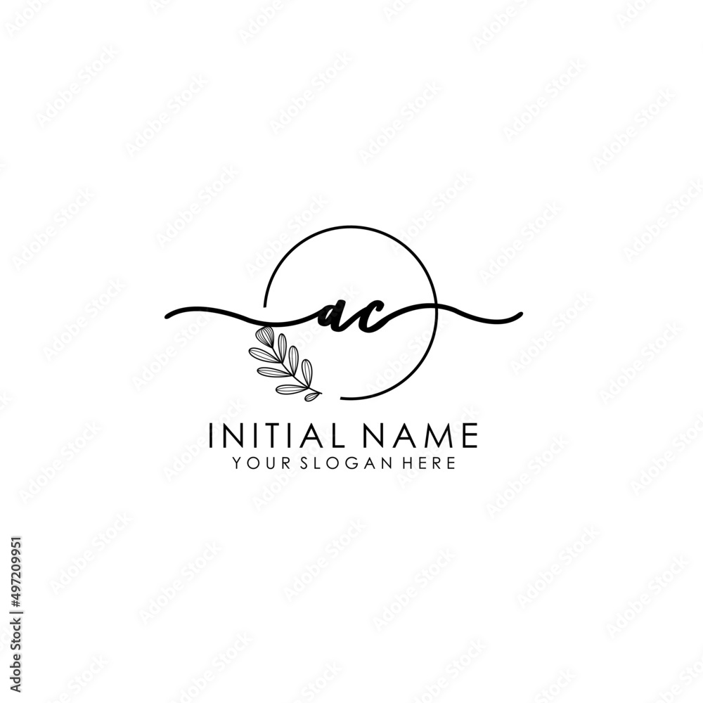 AC Luxury initial handwriting logo with flower template, logo for beauty, fashion, wedding, photography AC Luxury initial handwriting logo with flower template, logo for beauty, fashion, wedding, photography