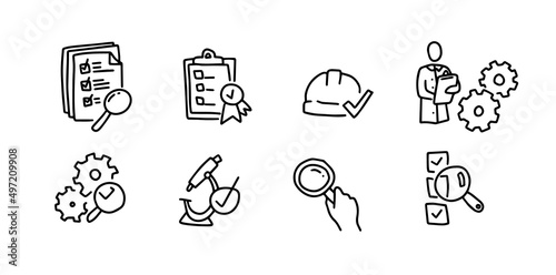 check icon in doodle style. hand drawn checklist elements. quality symbols collection. check up elements.