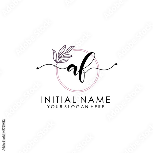 AF Luxury initial handwriting logo with flower template, logo for beauty, fashion, wedding, photography