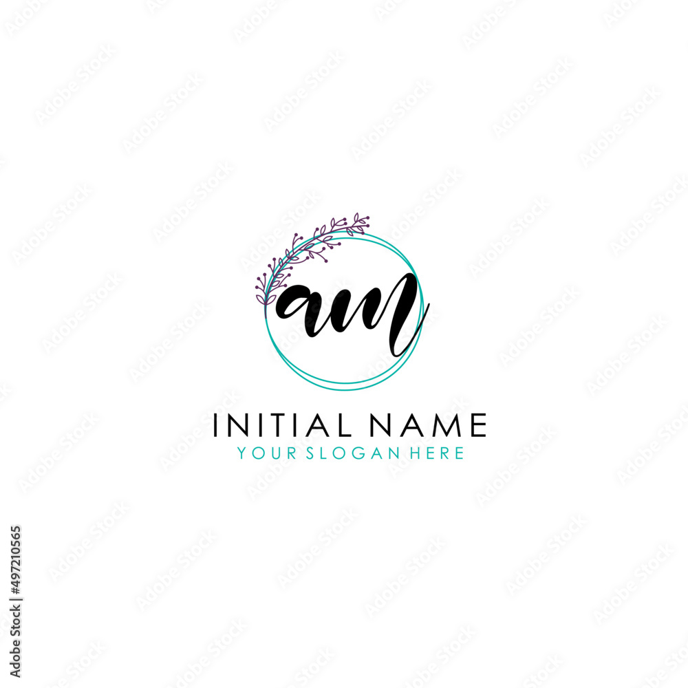 AM Initial letter handwriting and signature logo. Beauty vector initial logo .Fashion boutique floral and botanical AM Initial letter handwriting and signature logo. Beauty vector initial logo .Fashion boutique floral and botanical