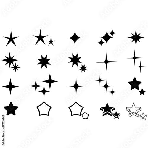Stars vector icon of different shapes black stars eps 10