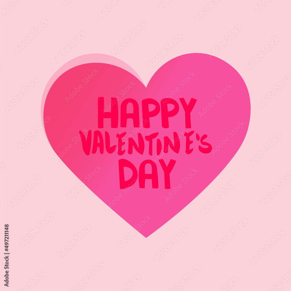 valentines day icon pink heart on pink background with pink inscription eps 10