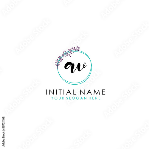 AV Initial letter handwriting and signature logo. Beauty vector initial logo .Fashion  boutique  floral and botanical