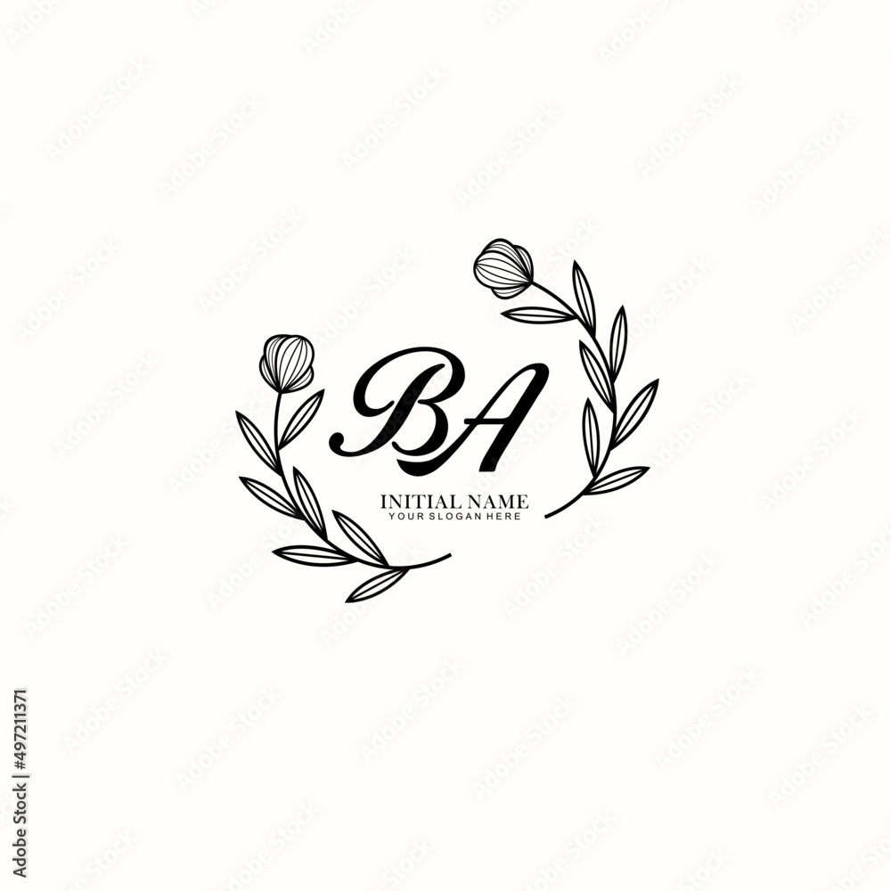 Obraz premium BA Initial letter handwriting and signature logo. Beauty vector initial logo .Fashion boutique floral and botanical