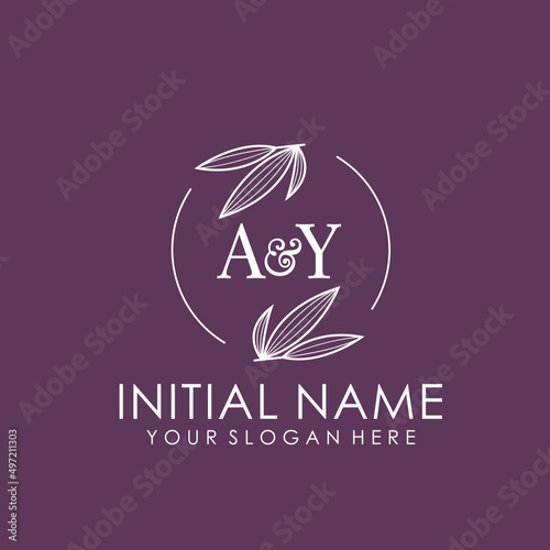 AY Beauty vector initial logo art  handwriting logo of initial signature  wedding  fashion  jewerly  boutique  floral