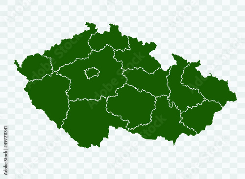 Czech Republic map Green Color on White Backgound Png