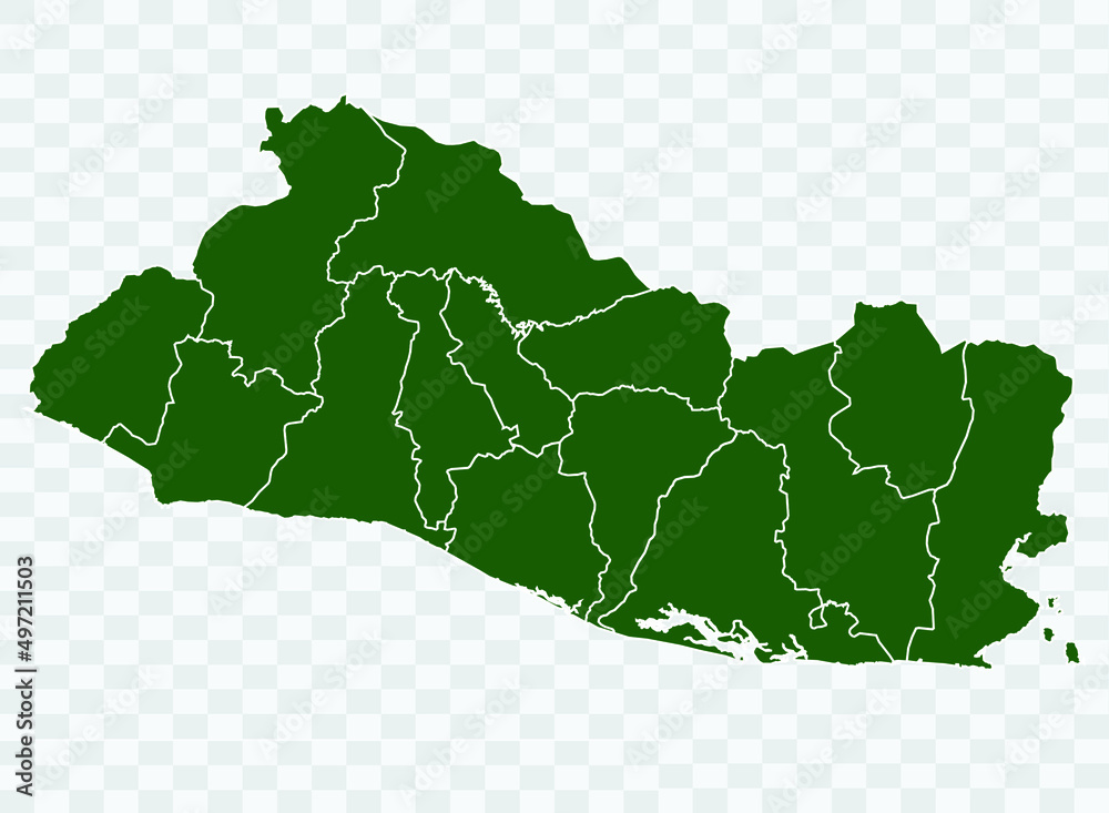 El Salvador map Green Color on White Backgound Png