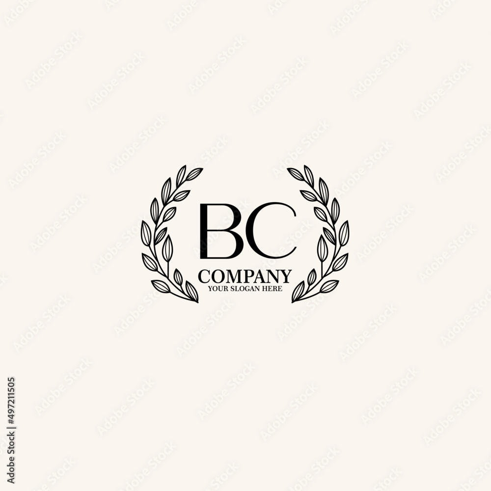 Obraz premium BC Beauty vector initial logo art handwriting logo of initial signature wedding fashion jewerly boutique floral