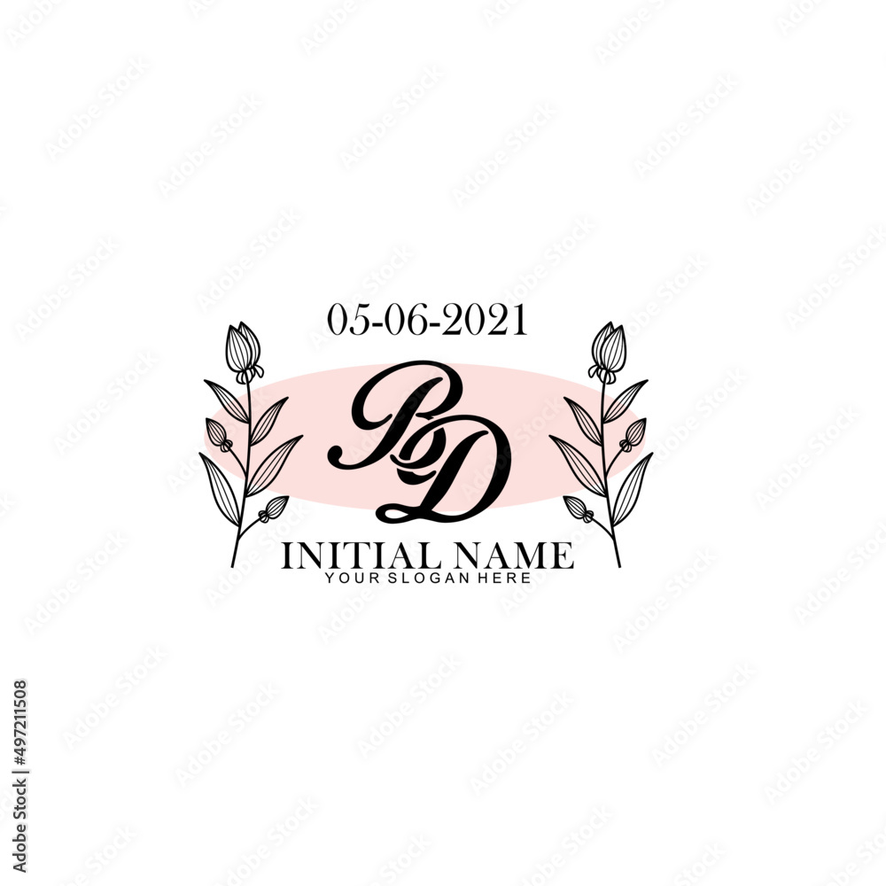 BD Initial letter handwriting and signature logo. Beauty vector initial logo .Fashion  boutique  floral and botanical