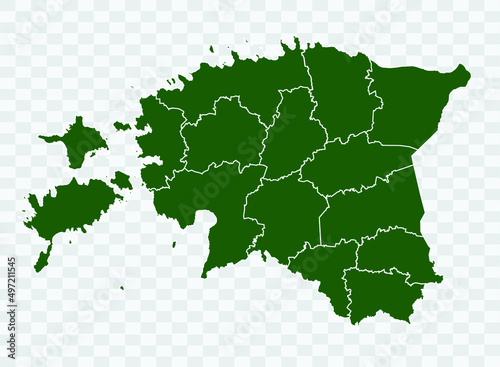 Estonia map Green Color on White Backgound Png