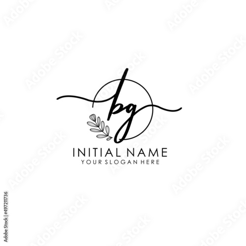 BG Luxury initial handwriting logo with flower template, logo for beauty, fashion, wedding, photography