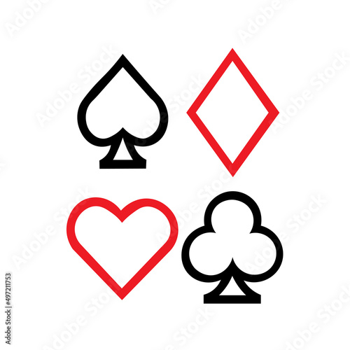 casino outlines suit playing cards eps 10
