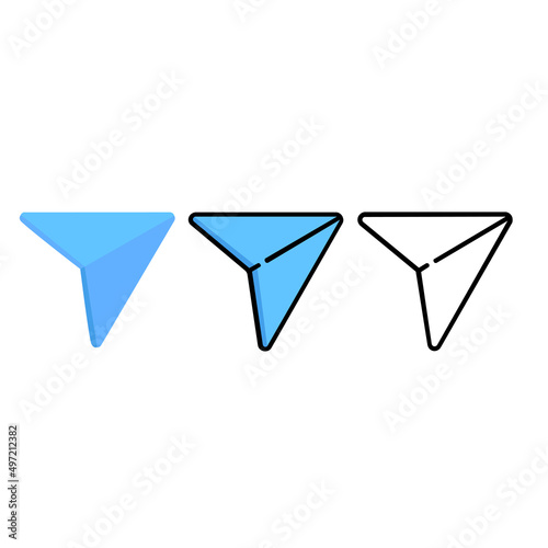 blue airplane message set outline and flooded outline airplane eps 10