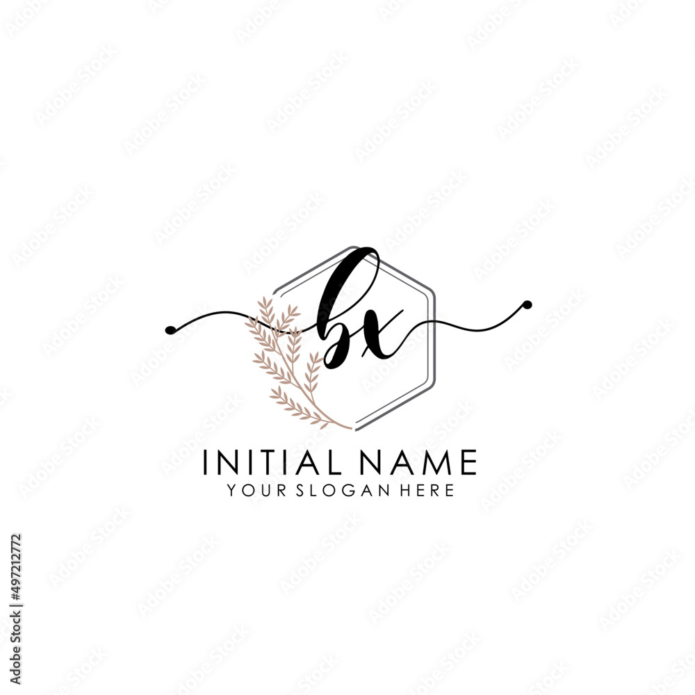 BX Luxury initial handwriting logo with flower template, logo for beauty, fashion, wedding, photography BX Luxury initial handwriting logo with flower template, logo for beauty, fashion, wedding, photography