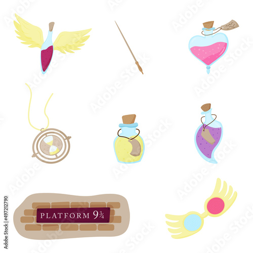 Set of magic potions. Objects of the world of magic