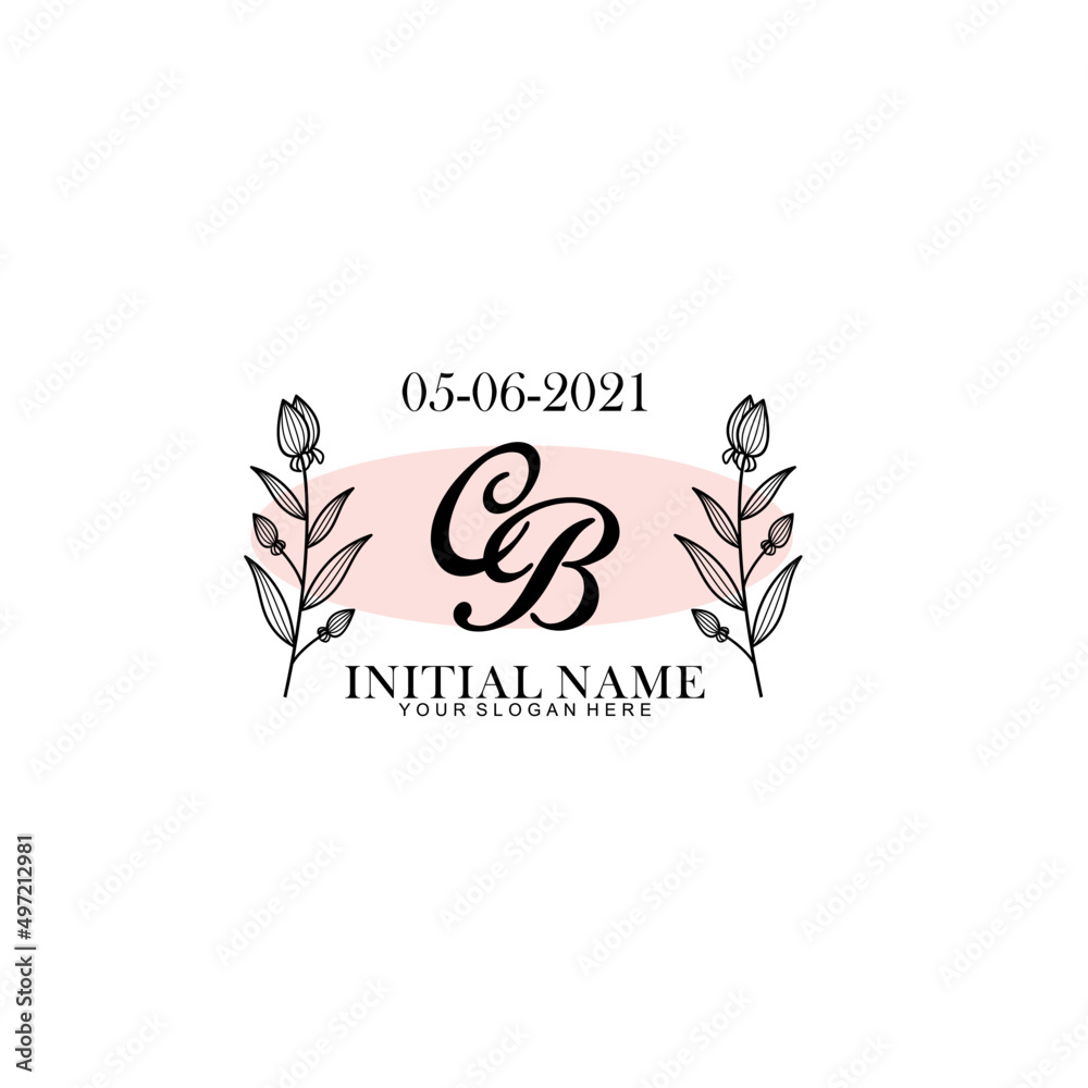 CB Initial letter handwriting and signature logo. Beauty vector initial logo .Fashion  boutique  floral and botanical