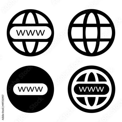 set vector browser icons web page silhouette internet globe eps 10