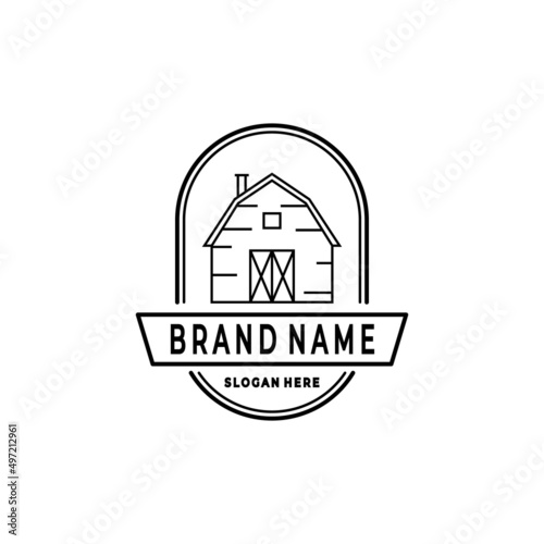 Barn house logo vector illustration design, line art, linear