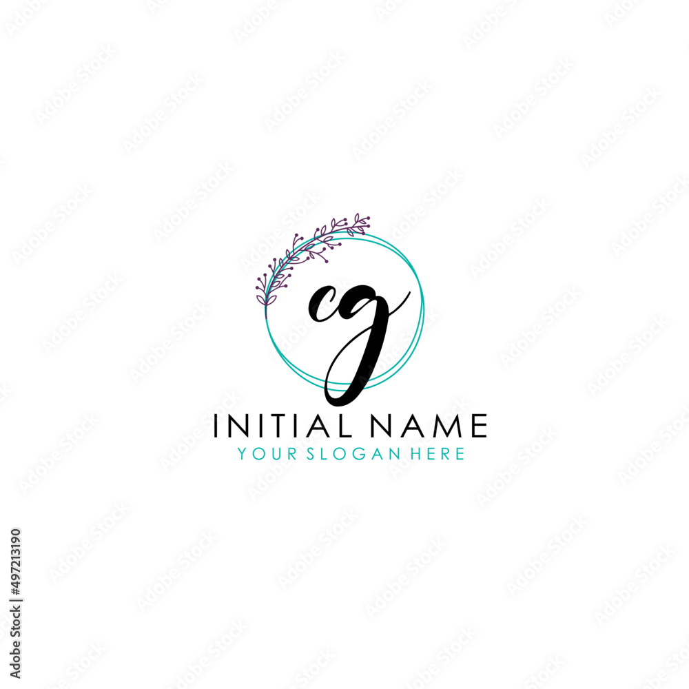 CG Initial letter handwriting and signature logo. Beauty vector initial logo .Fashion boutique floral and botanical CG Initial letter handwriting and signature logo. Beauty vector initial logo .Fashion boutique floral and botanical