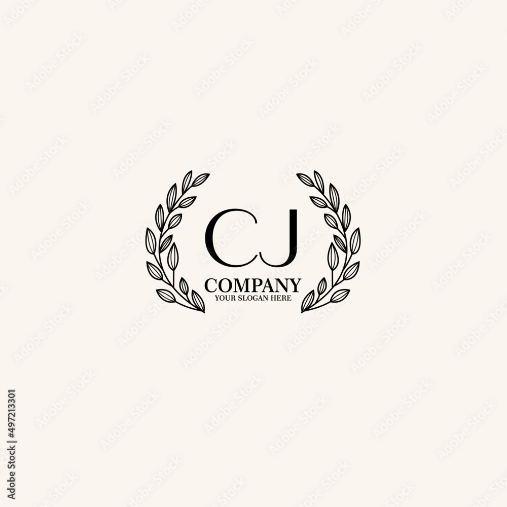 CJ Beauty vector initial logo art  handwriting logo of initial signature, wedding, fashion, jewelry, boutique, floral
