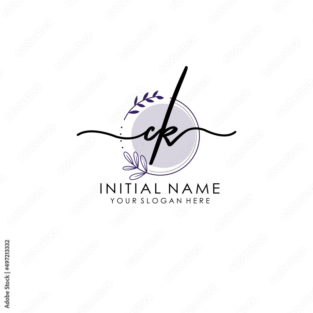 CK Luxury initial handwriting logo with flower template, logo for beauty, fashion, wedding, photography CK Luxury initial handwriting logo with flower template, logo for beauty, fashion, wedding, photography