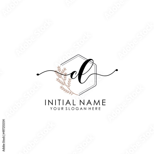 CL Luxury initial handwriting logo with flower template, logo for beauty, fashion, wedding, photography