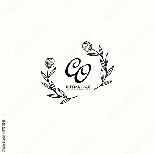 CO Initial letter handwriting and signature logo. Beauty vector initial logo .Fashion  boutique  floral and botanical