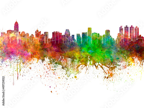 Canvas Print Bangkok skyline in watercolor background