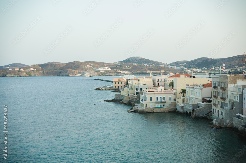 Fototapeta premium The Greek island of Syros has Venetian architecture, a reminder of the island's history when it was ruled by Venice in the 14th century