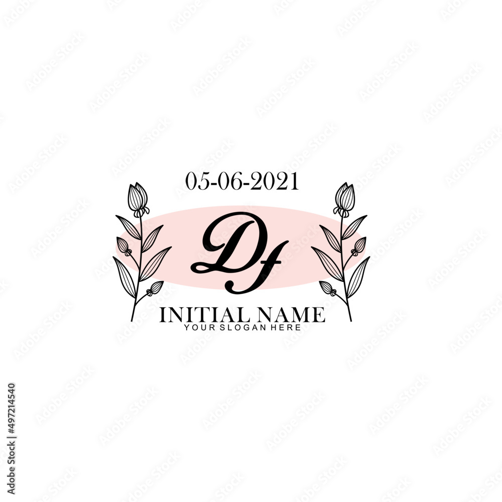 DF Initial letter handwriting and signature logo. Beauty vector initial logo .Fashion  boutique  floral and botanical