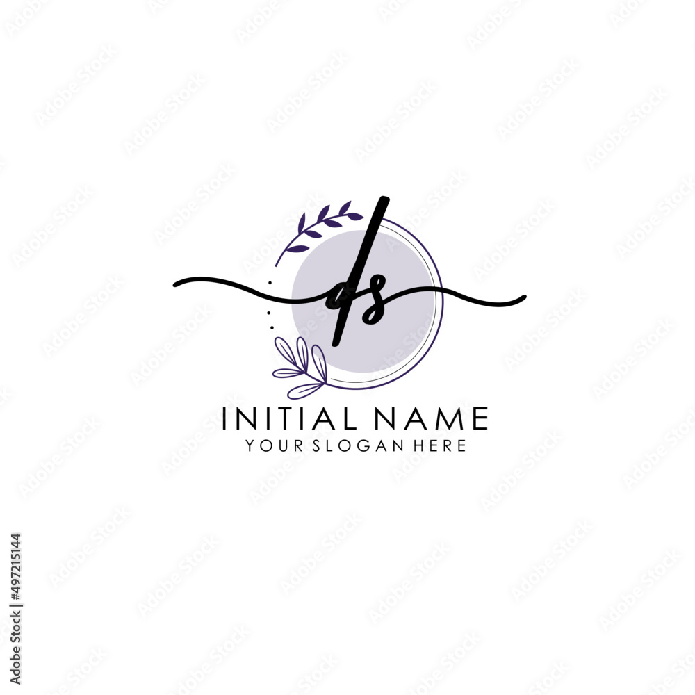 DS Luxury initial handwriting logo with flower template, logo for beauty, fashion, wedding, photography DS Luxury initial handwriting logo with flower template, logo for beauty, fashion, wedding, photography