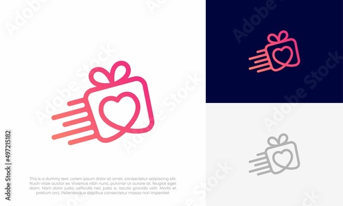Love gift logo design vector