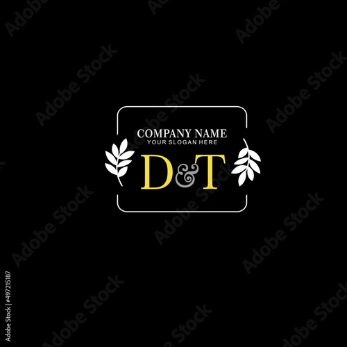 DT Beauty vector initial logo art handwriting logo of initial signature, wedding, fashion, jewelry, boutique, floral
