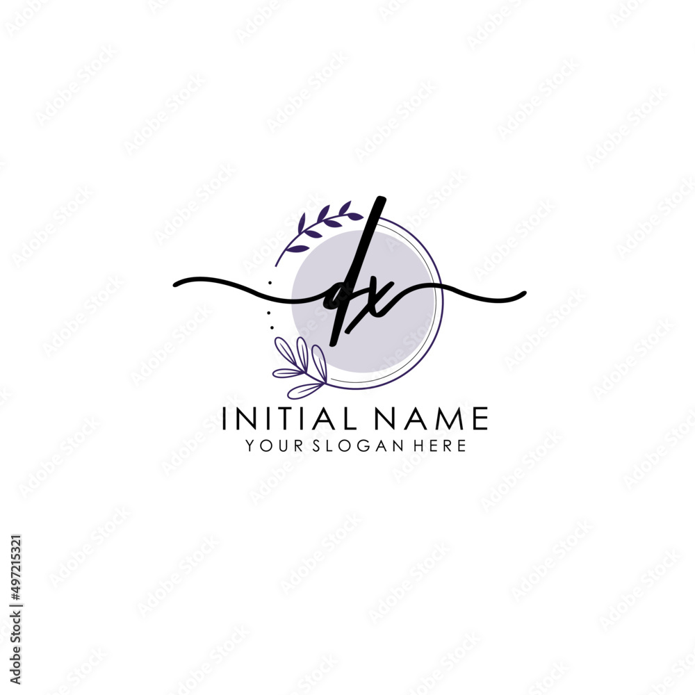 DX Luxury initial handwriting logo with flower template, logo for beauty, fashion, wedding, photography DX Luxury initial handwriting logo with flower template, logo for beauty, fashion, wedding, photography