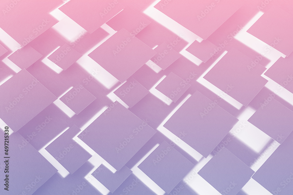 Very peri and pink geometric pattern with squares with saturated gradient shadows as random pattern, top view. Simple contemporary abstract background in trendy color and future style. Very peri and pink geometric pattern with squares with saturated gradient shadows as random pattern, top view. Simple contemporary abstract background in trendy color and future style.