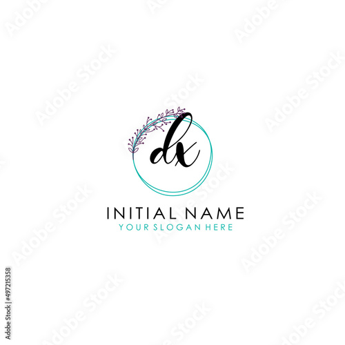 EX Initial letter handwriting and signature logo. Beauty vector initial logo .Fashion boutique floral and botanical