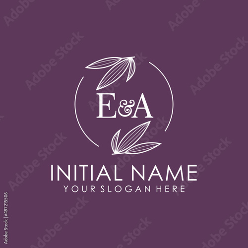 EA Beauty vector initial logo art handwriting logo of initial signature, wedding, fashion, jewelry, boutique, floral